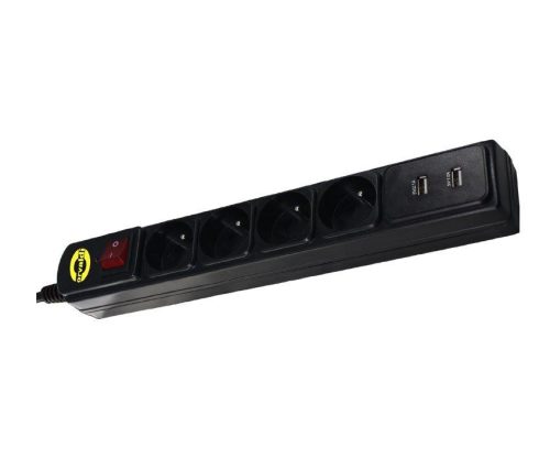 Orvaldi ORV-4PL USB2.0 | Power strip | with surge protection 1140J, 4 sockets, 2x USB, 1.8m