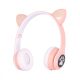 Extralink Kids Cat-Ear Wireless Headphones Pink | Wireless Headphones | Bluetooth 5.0, RGB Lighting