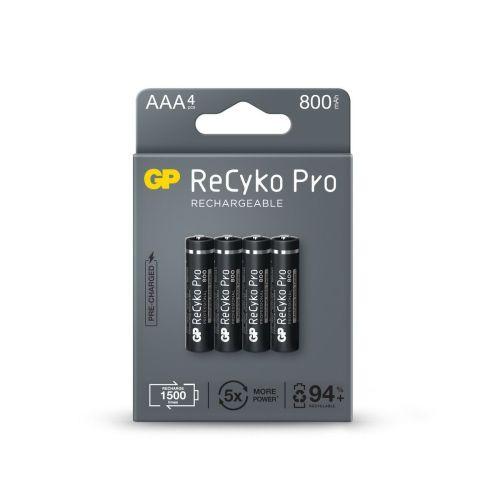 GP Battery (AAA) Rechargable RECYKO+ Pro NIMH R03, GPRHCH83B205, (4 batteries / blister), 800mAh