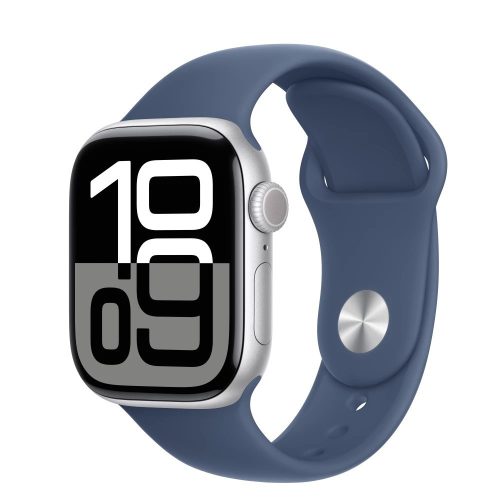 Apple Watch Series 10 GPS 42mm Ezüst Aluminium Tok, Fakókék Sportszíj (Szilikon szíj) M/L