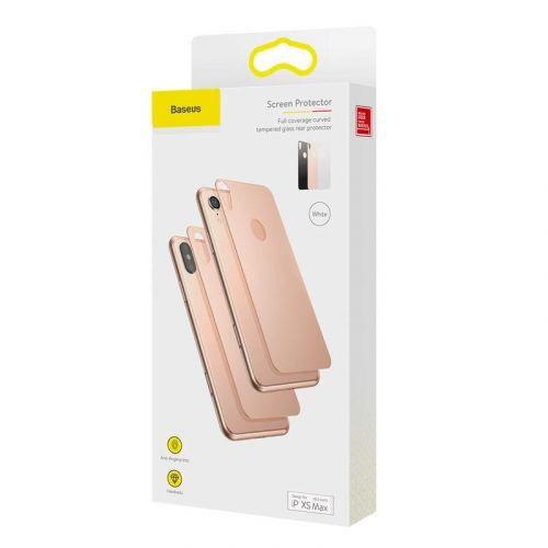 Baseus iPhone Xs Max 0.3 mm Full coverage curved T-Glass rear Protector White (SGAPIPH65-BM02)